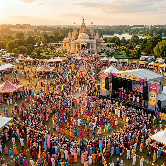 International gathering of devotees at outdoor festival