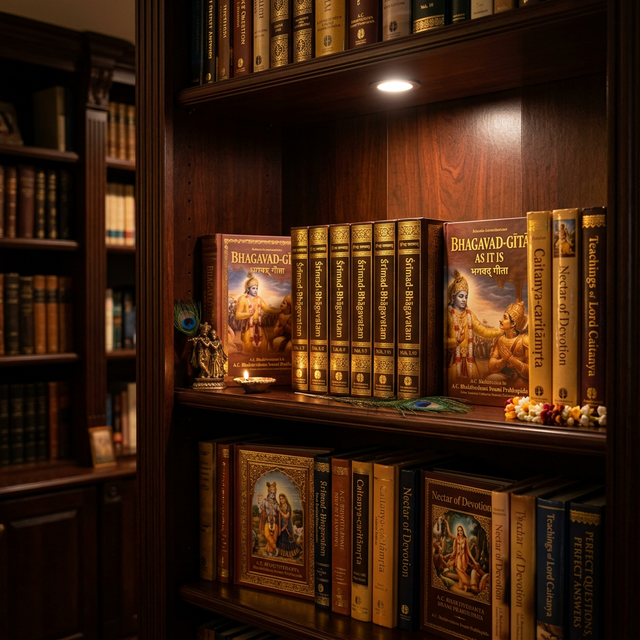 Spiritual publications on an elegant bookshelf